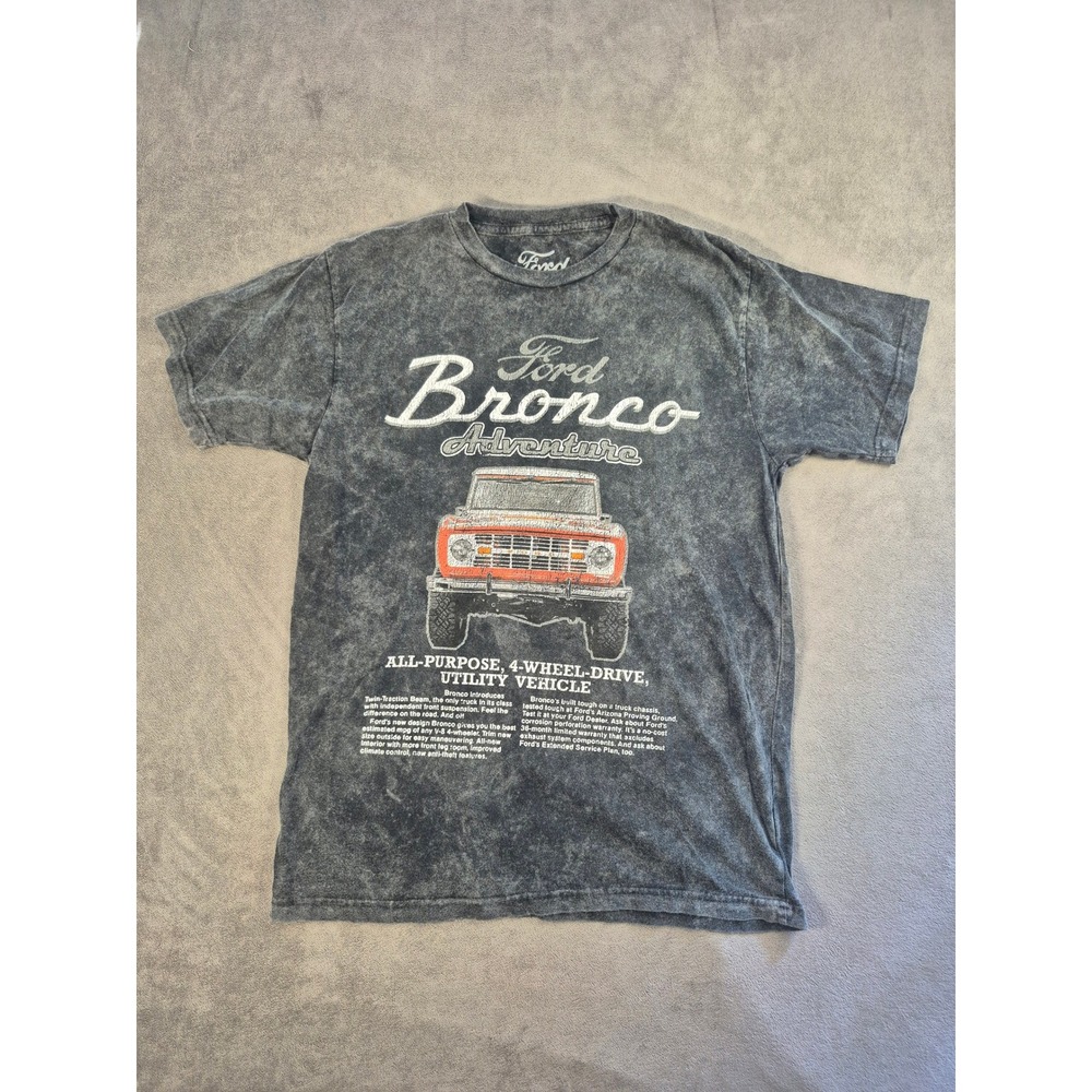 Ford Bronco Adventure Graphic T-Shirt Men/Woman Medium Gray Acid Wash Cotton Tee